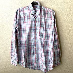 Peter Millar Mens Shirt Size M Cotton Checks Crown Ease Button Front Flawed